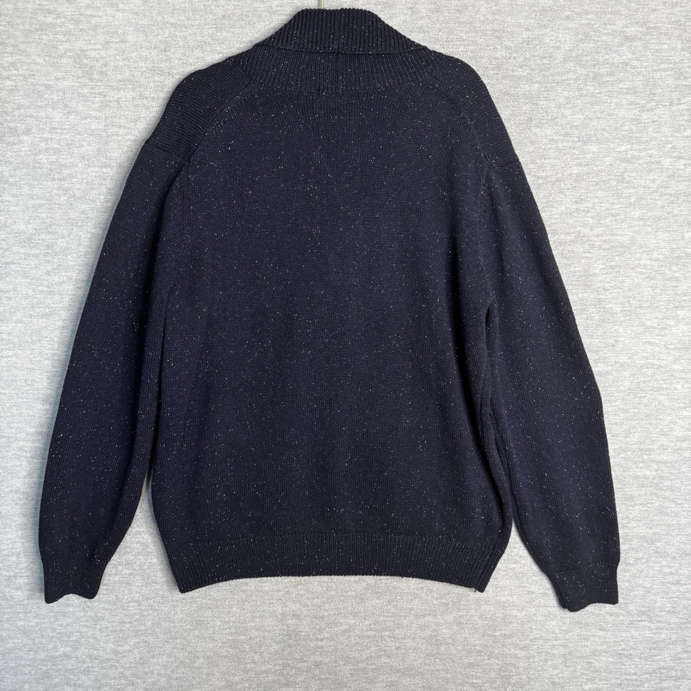Mens Navy Blue Button Up Shawl Cardigan  Sweater Size XL Grandpa Academia Speckl - Picture 5 of 5